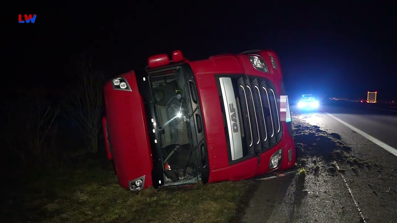 Burkau: Umgekippter LKW auf der A4 