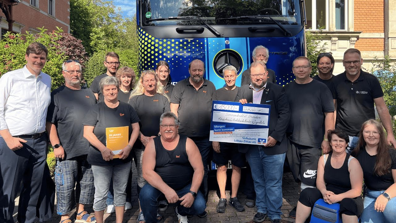 Kottmar OT Niedercunnersdorf: Truckerverein spendet 15.000 Euro an Dresdner Kinderkrebshilfe-Verein