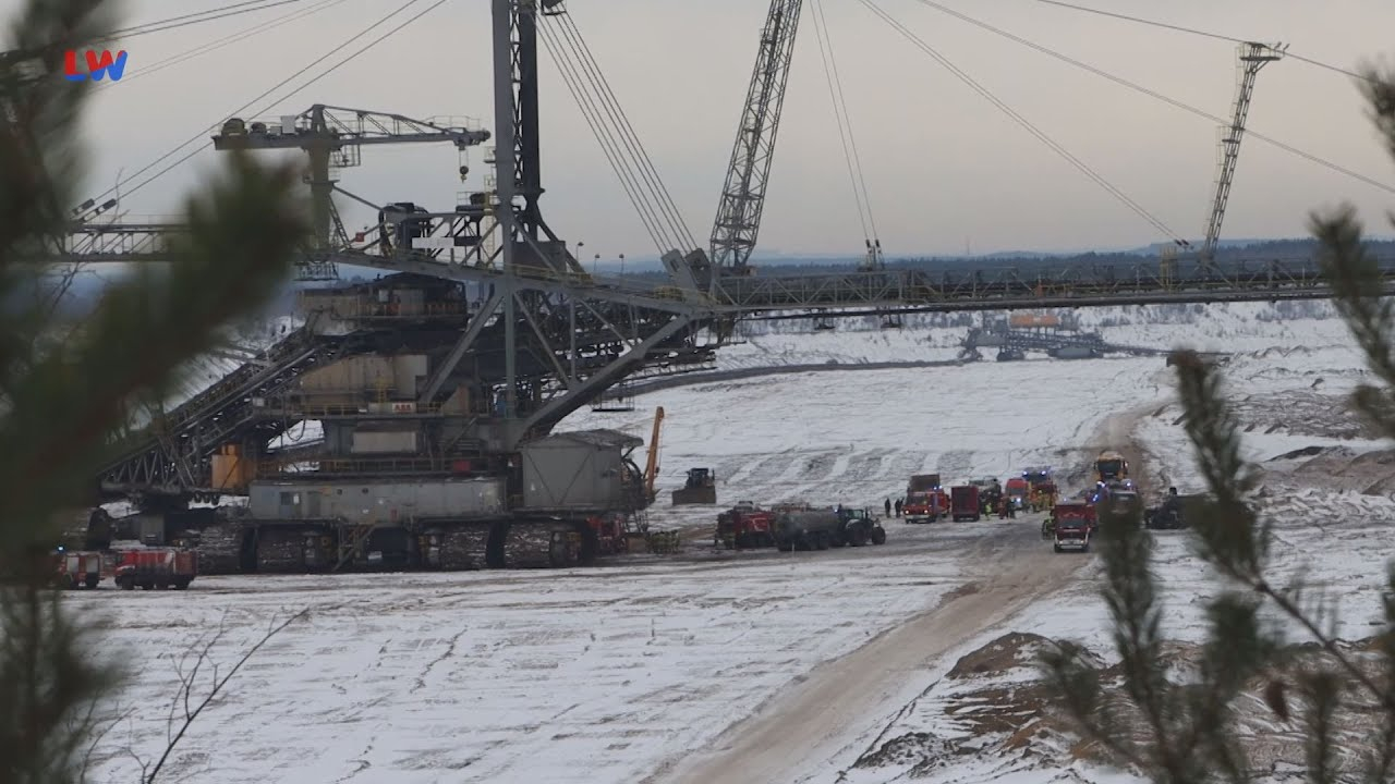 Tagebau Nochten: Brand an Fördergurt-Anlage