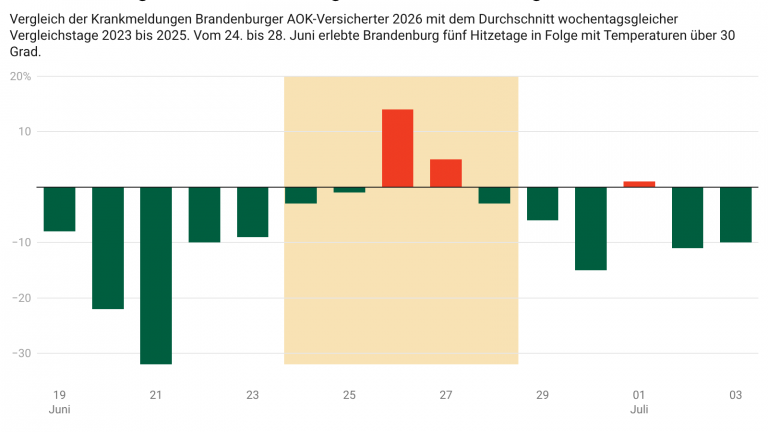 Brandenburg: Elf Prozent mehr Krankmeldungen während der Hitzewelle