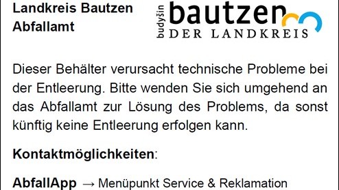 LK Bautzen: Hinweis zur Leerung der Abfallbehälter