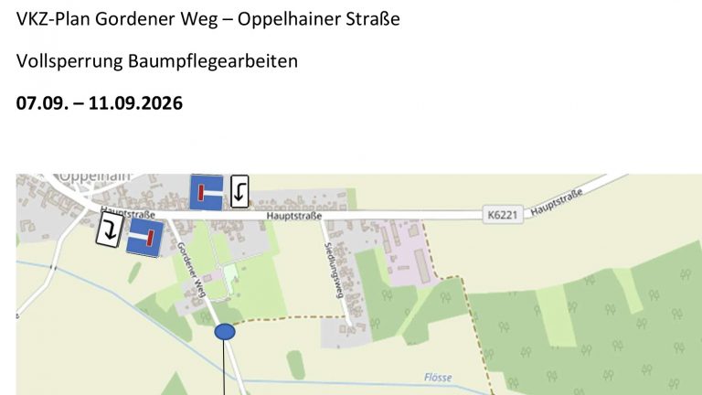 Oppelhain/Gorden: Ortsverbindungsstraße ab 07.09. voll gesperrt‘